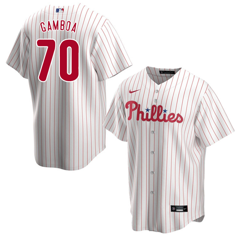 Nike Men #70 Arquimedes Gamboa Philadelphia Phillies Baseball Jerseys Sale-White - Click Image to Close